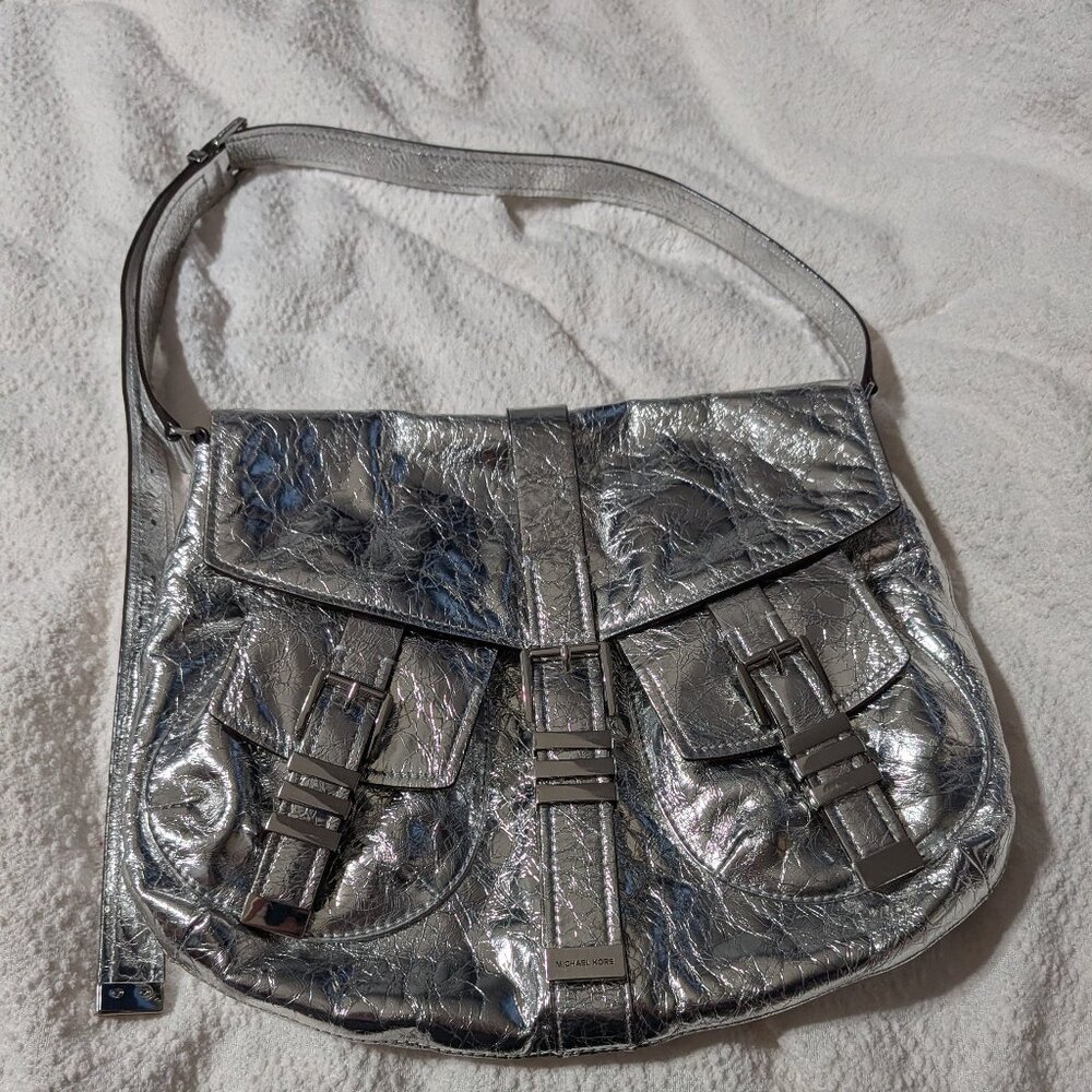 Michael Kors Darrington large crackled leather shoulder bag